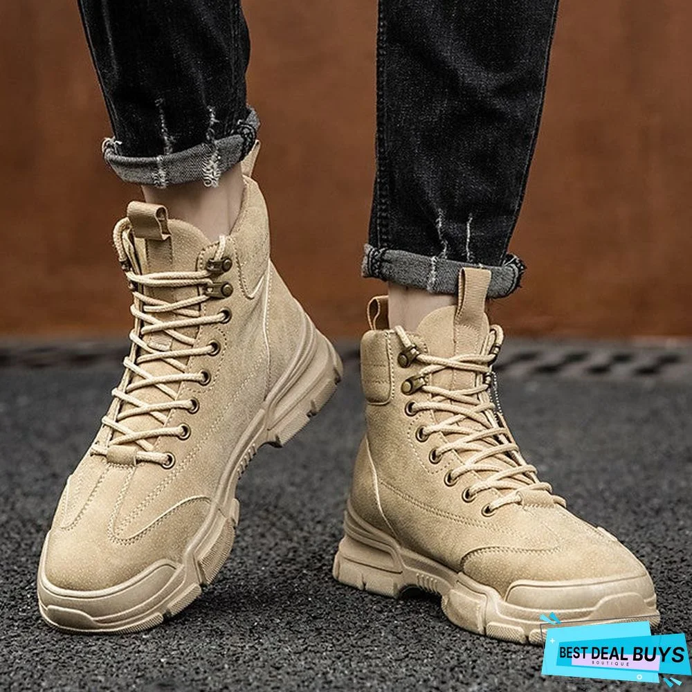 Men's Fall Casual Daily Boots Walking Shoes Pu Breathable Non-Slipping Wear Proof Black / Khaki / Gray