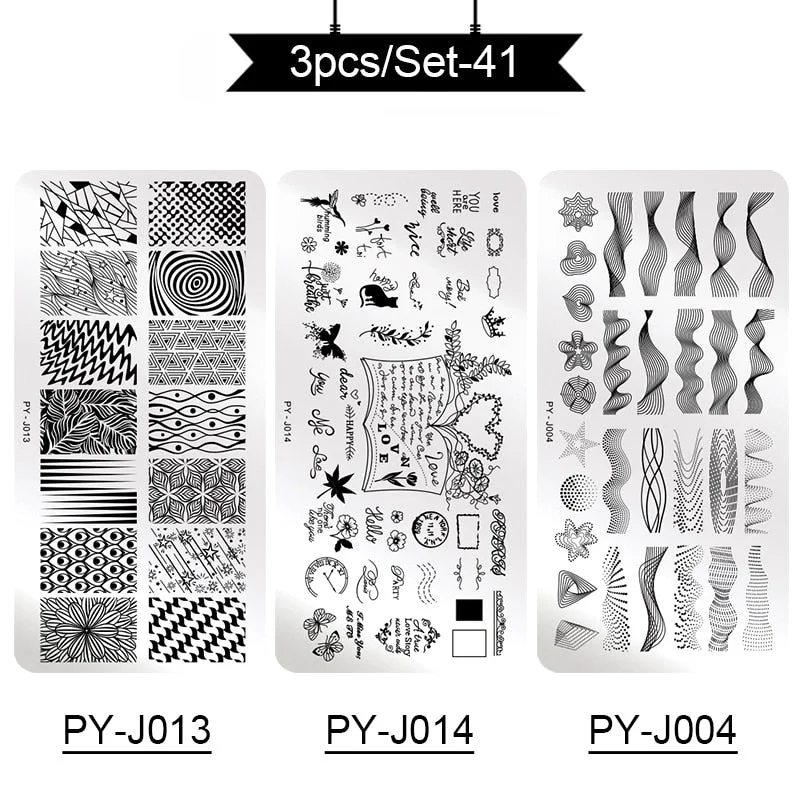 PICT YOU Stamping Plates Kits Striped Line Flowers Stamp Plate Tropical Geometry Lace Halloween Pumpkin Nail  Image Plate-Nail Inspo