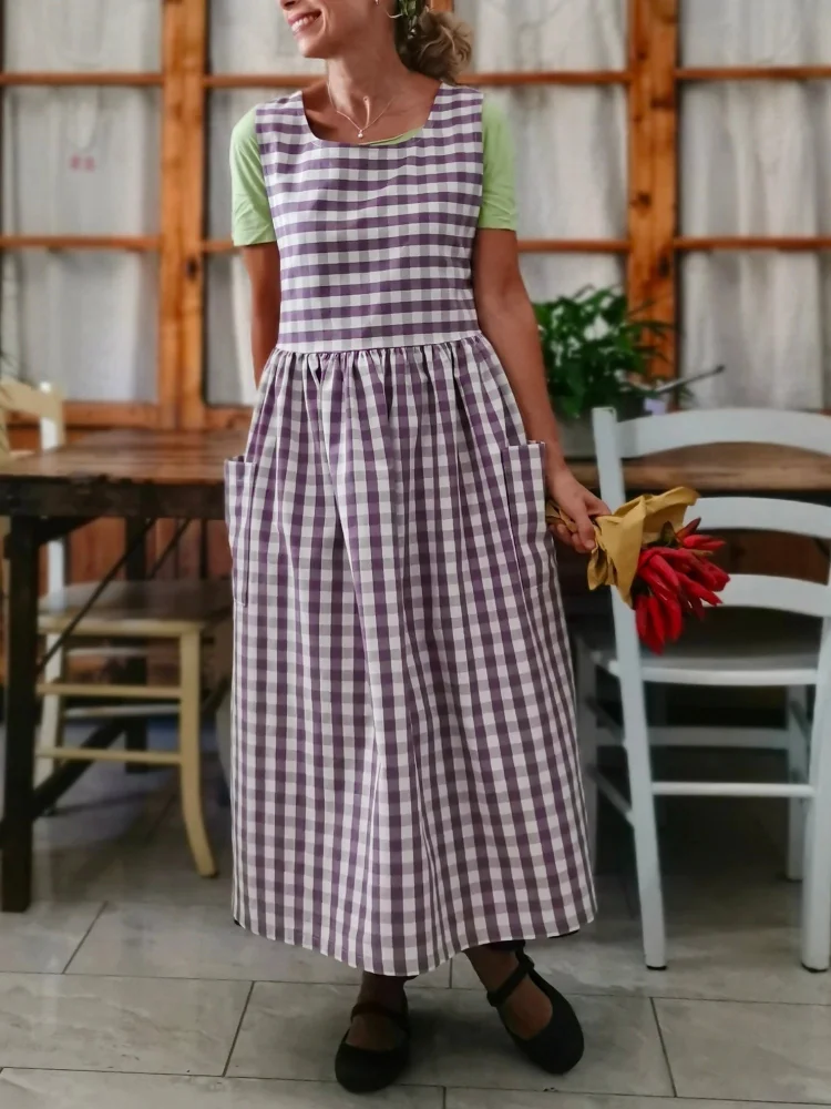 Purple Checkered Apron