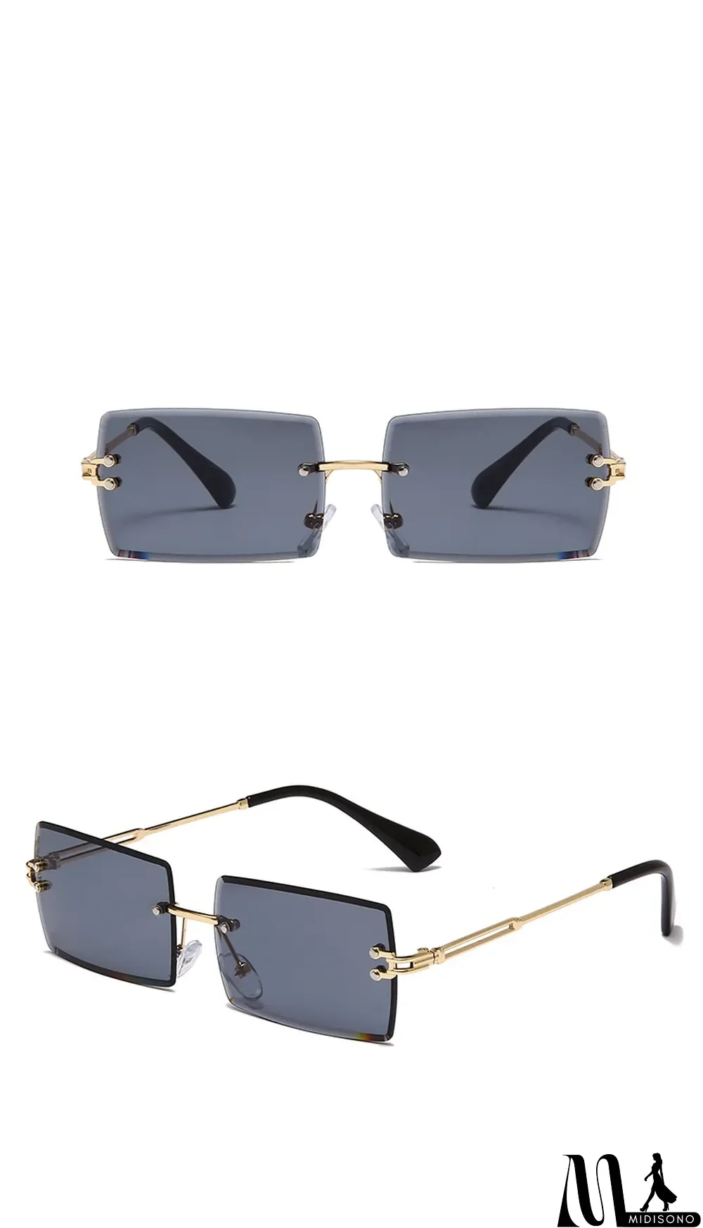 MidiSono - Women Rimless Metal Square Sunglasses