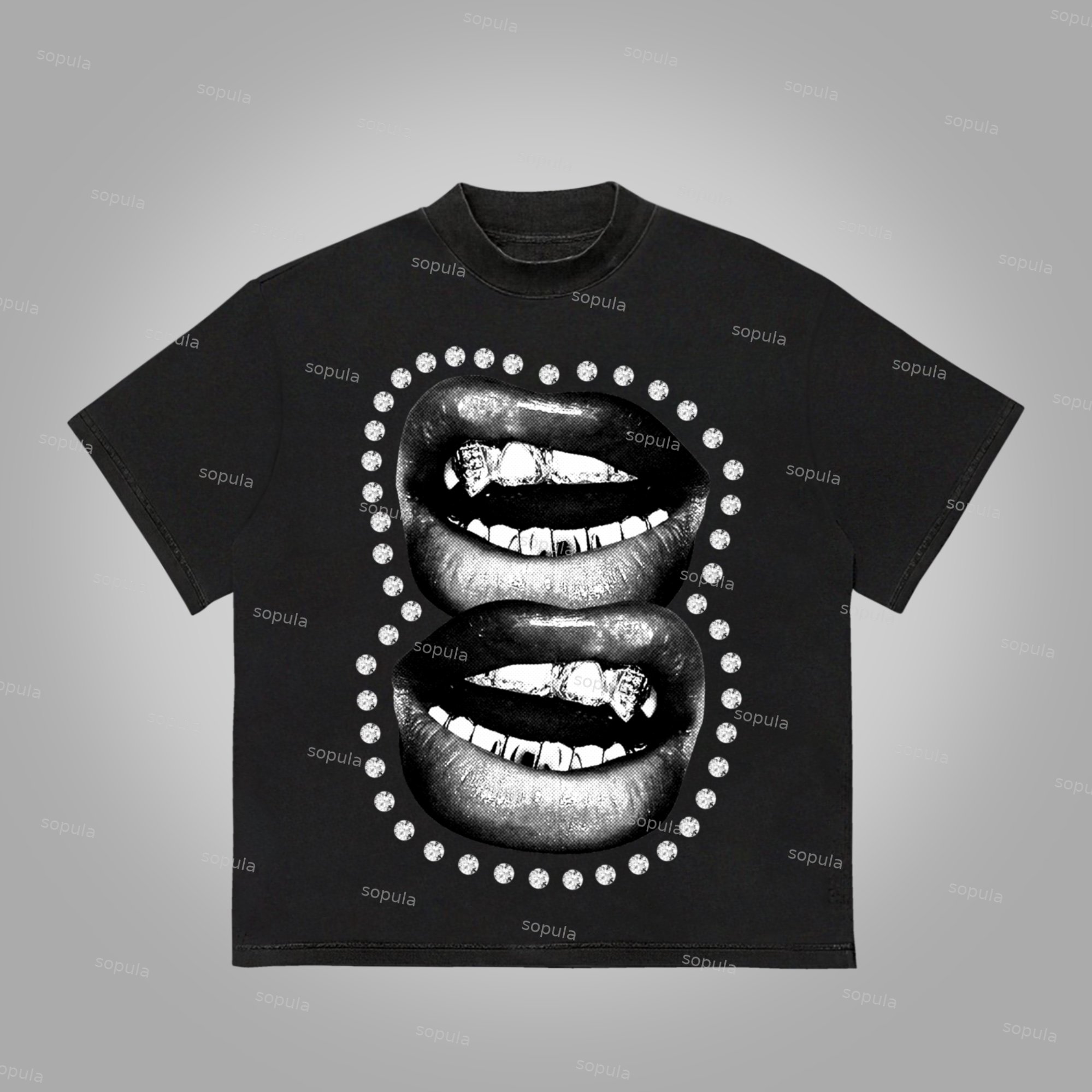 Street Diamond Braces Graphics Cotton T-Shirt