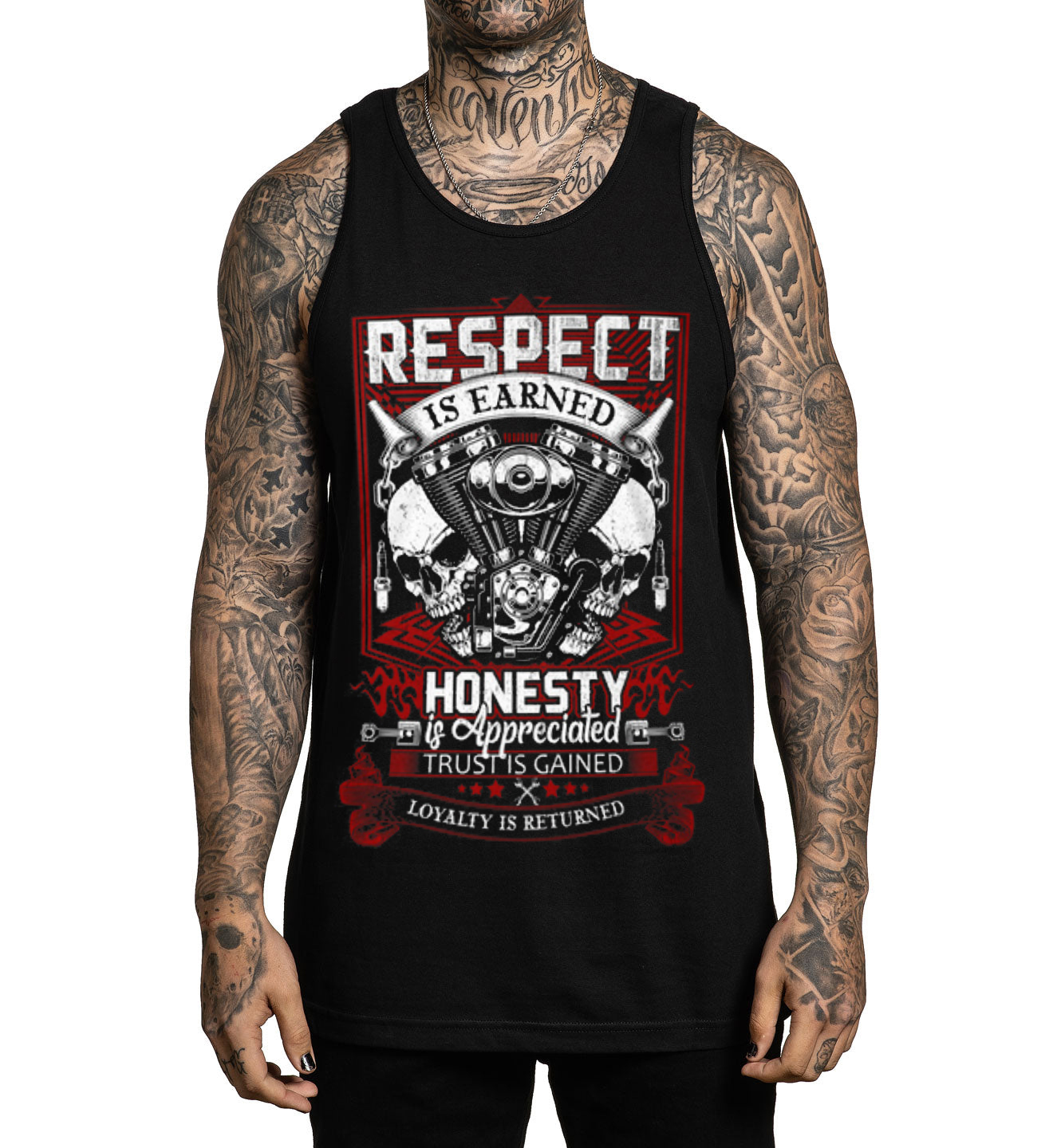 RESPECT IS EARNED Black Print Tank