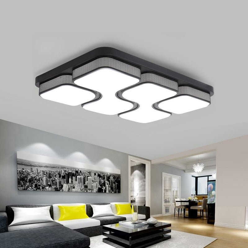 Modern LED Black Ceiling Lights For Living Room Kitchen Fixtures Lamp With Acrylic Lampshade Space Indoor Home Bedroom Lighting
