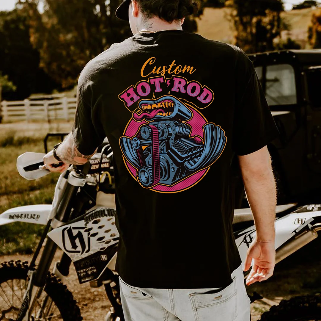 CUSTOM HOT ROD Engine Print Men's T-shirt