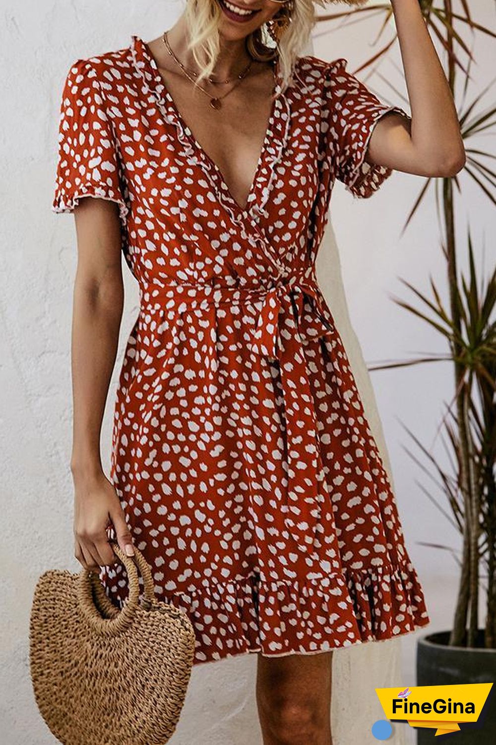Printed A-line Ruffled Mini Dress (3 Colors) P14195