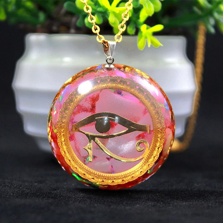 Rose Quartz Eye Of Horus Symbol Necklace