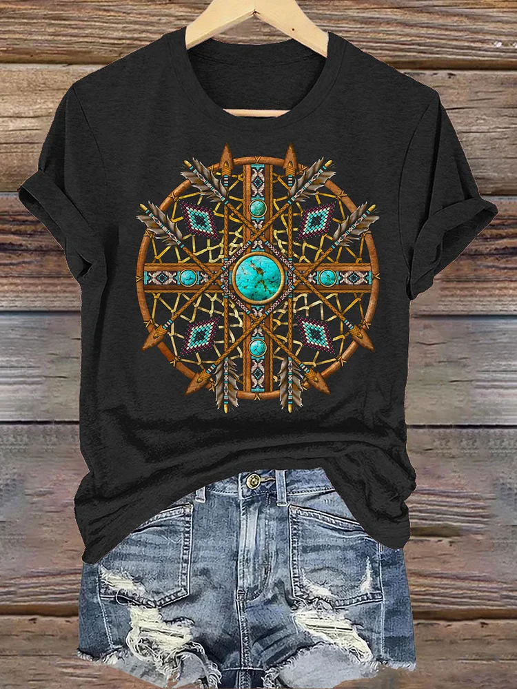 Aboriginal Mandala Crew Neck T-Shirt