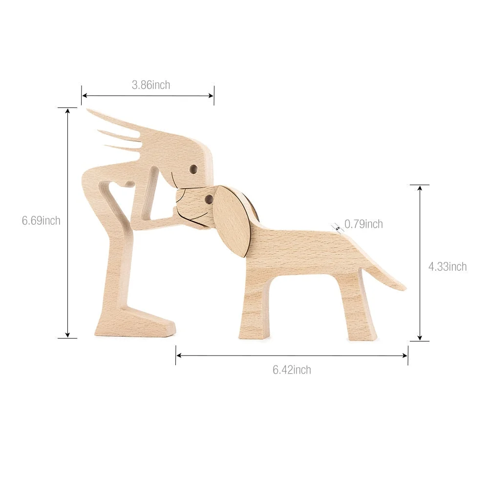 Adornos de madera Wooden Dog Craft Figurine Home Office Table Ornament Easter Decoration Love Dog Pet Lover Gifts oficina OEM 515-2