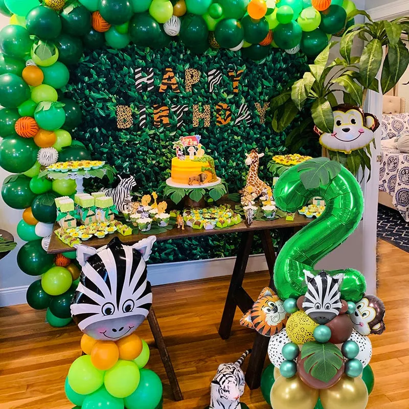 35pcs 1-9 Jungle Safari Animal Number Balloons Set Kids 1 2 3 Years Birthday Party Decoration Forest Party Supplies Baby Shower