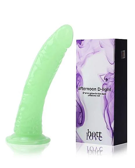 Pornhint Afternoon D-Light Glow in the Dark Suction Cup Dildo Green 8 Inch - Hott Love Extreme