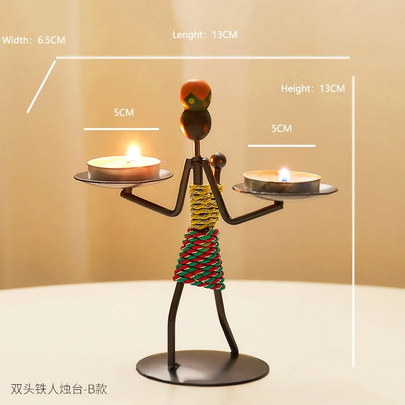 Retro Home Decoration Accessories Creative Candle Holder Iron Kitchen Restaurant Romantic Candlestick Halloween Bar desk decor