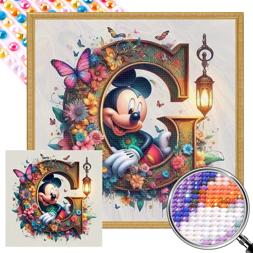 Partial AB Diamond Painting - Full Round Drill - Mickey Minnie Letters(Canvas|35*35cm)