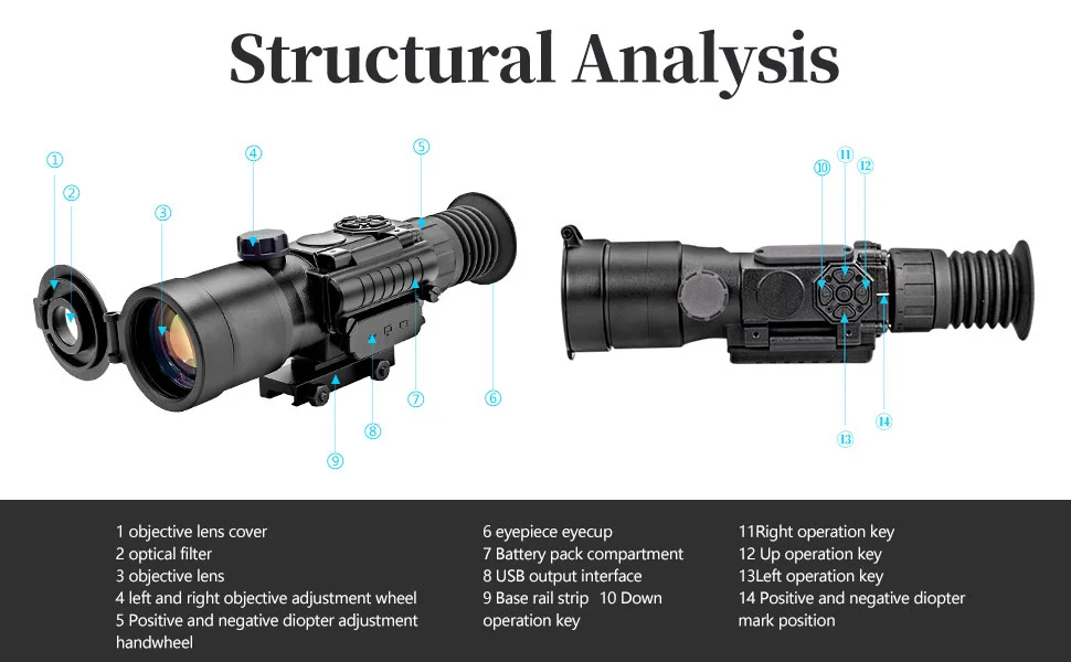 Digital Night Vision Scope HD 3.7-11X50 Tactical Sight Hunting Monocular Night Vision Weapon Riflescope