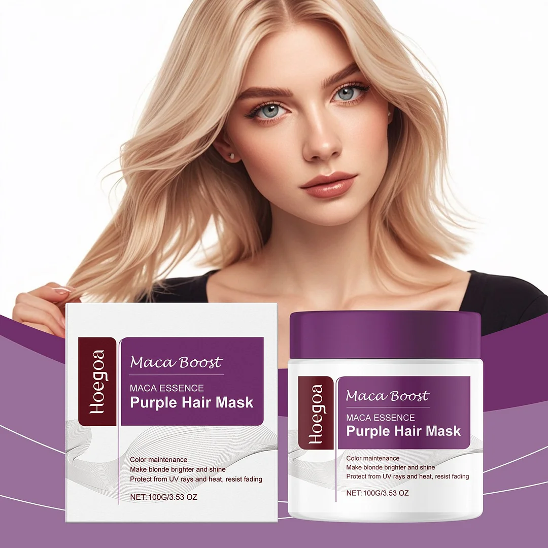 maca power Purple Hair Mask Professional Neutralizes Brass & Yellow Tones For Blonde Silver Gray Highlighted Hair