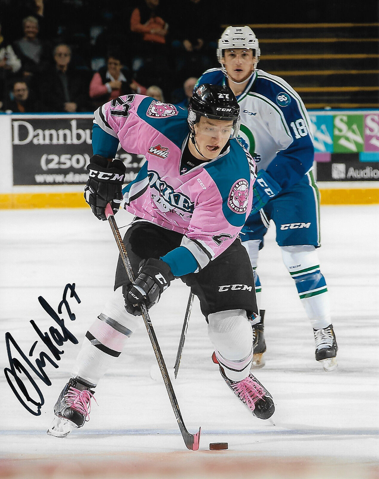 Kelowna Rockets Calvin Thurkauf Signed Autographed 8x10 NHL Photo Poster painting COA D