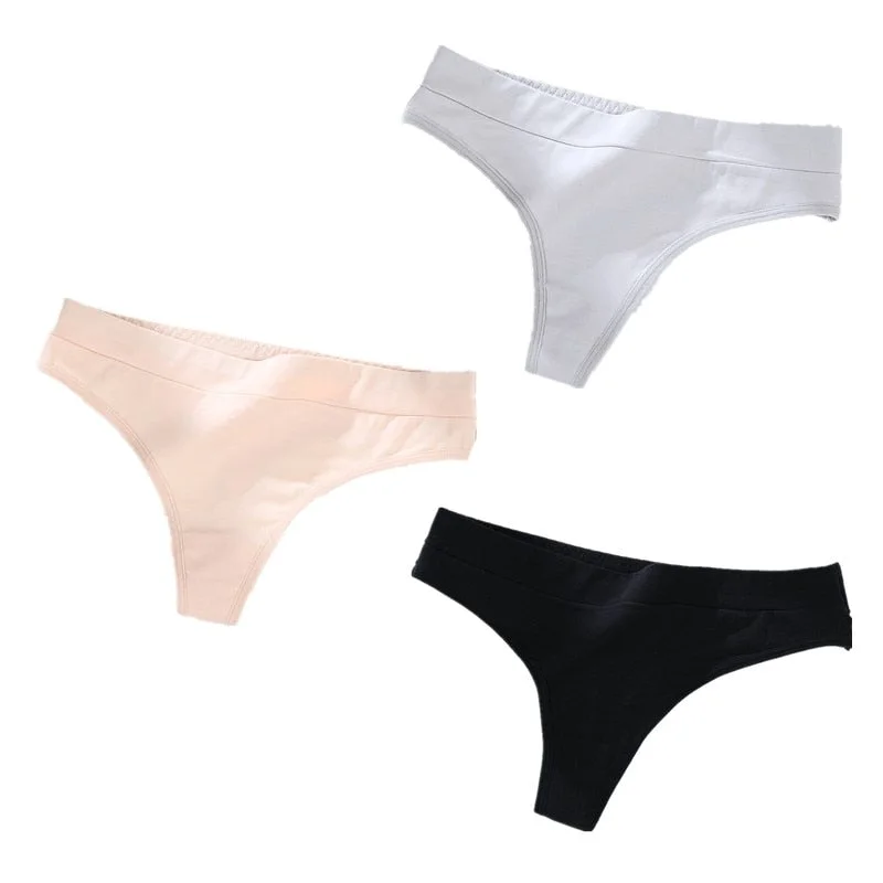 3Pcs/Lot Women's Cotton Thong Panties String Underwear Women Briefs Sexy Lingerie Pants Intimate Ladies Low-Rise G-String