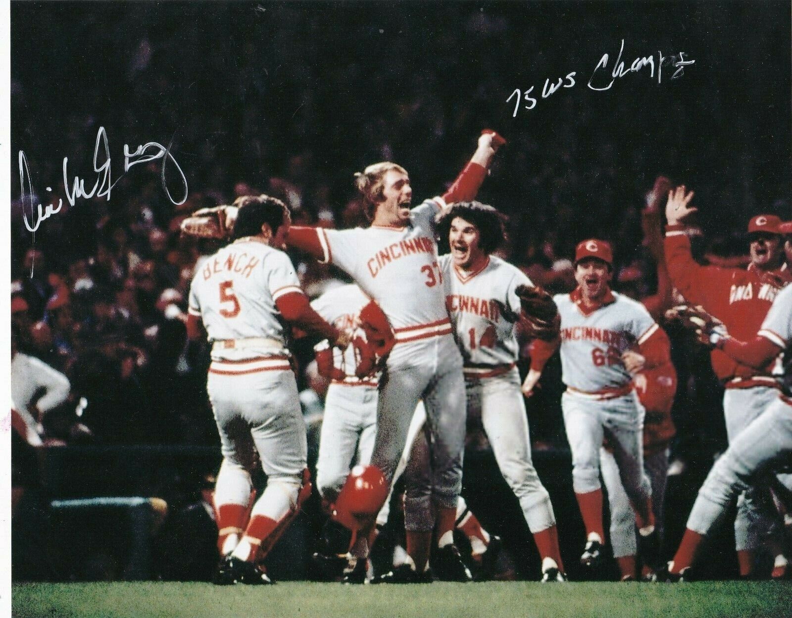 WILL MCENANEY CINCINNATI REDS 75 WS CHAMPS ACTION SIGNED 8x10