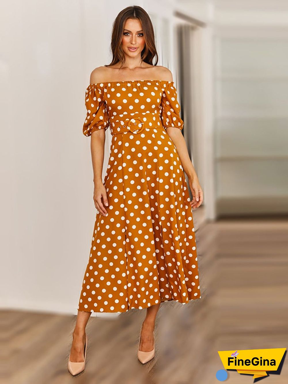 Polka Dot Off Shoulder Dresses