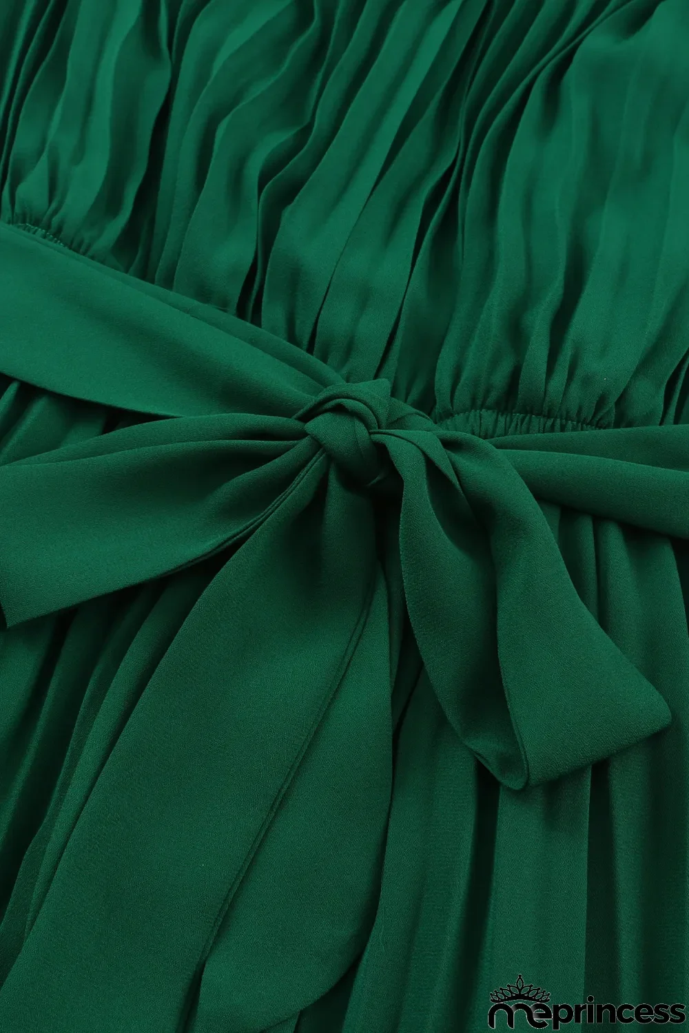 Green Halter Neck Pleated Wide Leg Jumpsuit with Belt