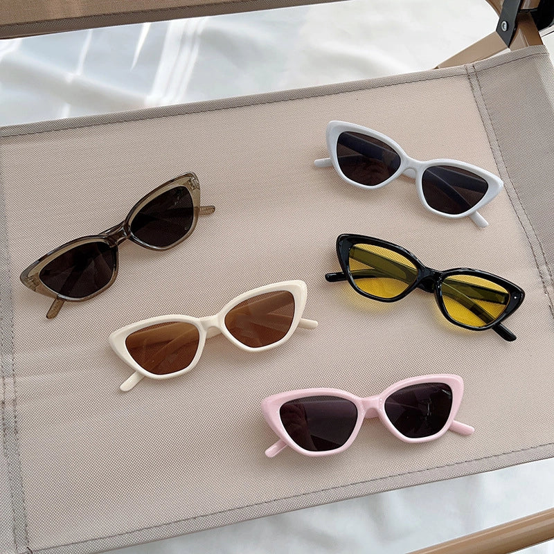 Minimalist Classic Style Solid Color Acrylic Cat Eye Full Frame Kids Sunglasses