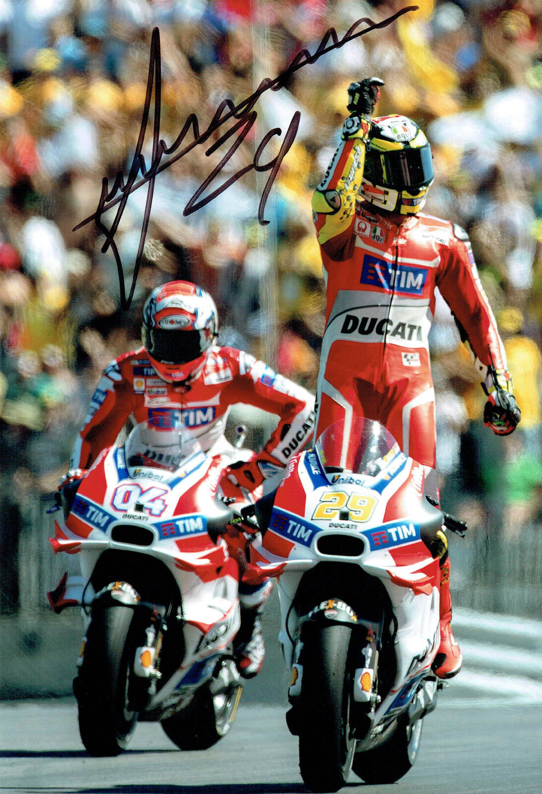 Andrea IANNONE SIGNED Ducati MOTOGP 12x8 Autograph RACE Photo Poster painting 1 AFTAL COA