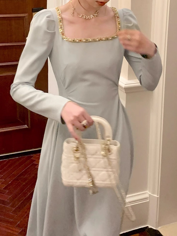 French Style Waist Square Neck Design Long Skirt | Oxredo Shop Ramadan Sale