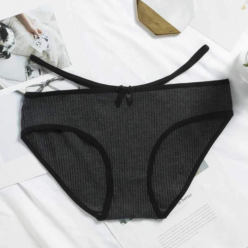 Billionm Cotton Underwear Women Low Waist Girl Panties Fashion Striped Women's lingerie Skin-friendly Bikini Sale