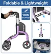 Soundfuse 3 Wheel Walkers for Seniors, Lightweight Foldable Aluminum Rollator Walker, Height Adjustable Three Wheel Walker