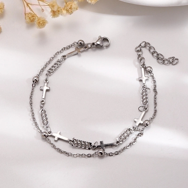 Sweet Heart Shape 201 Stainless Steel 18K Gold Plated Bracelets In Bulk