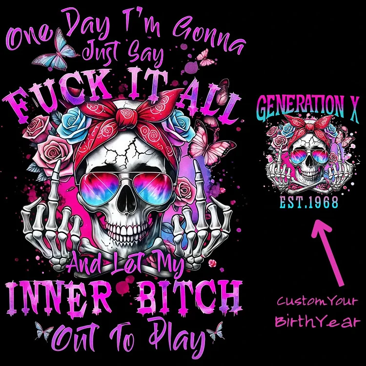 One Day I'm Gonna Just Say FIA Gen X Hoodie, Two-Sided Design Sweatshirt, V-neck, T-shirt