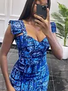 Printed Sleeveless Wrap U-Neck Maxi Dresses