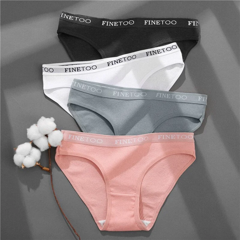 FINETOO Letter Cotton Panties Women M-2XL Lady Underpants Girls Briefs Fashion Cotton Underwear Soft Panty Female Lingerie 2020