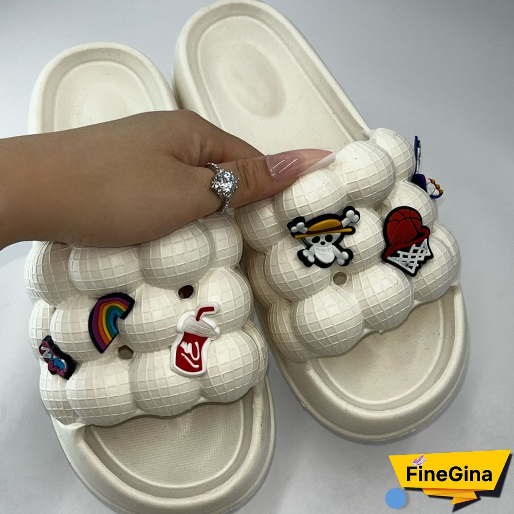 Cream White Daily Living Patchwork Round Comfortable Shoes