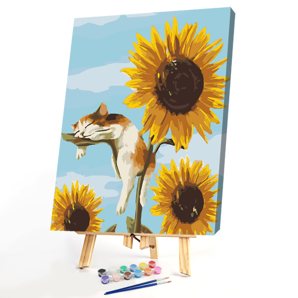 

40*50CM Paint By Numbers-Sunflower Cat, 501 Original