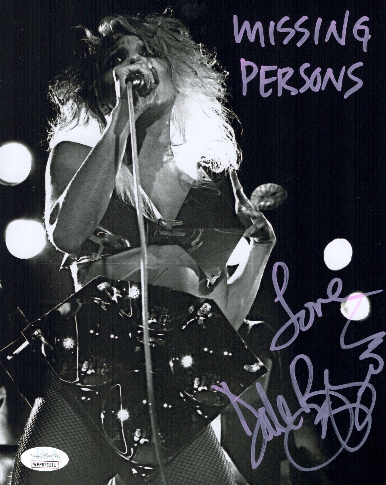 DALE BOZZIO Signed 8x10 Photo Poster painting MISSING PERSONS Lead Singer Autograph JSA COA WPP