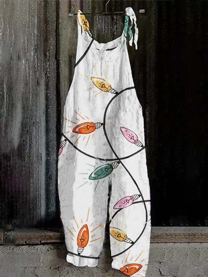 Christmas Mood Lights Printed Jumpsuit