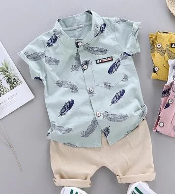 Boys Clothes Baby Summer Letter Shirt Set Print Short Sleeve Shirt + Pants for Infant Toddler Boy 2 PCS Outwear 1 2 3 4 Years
