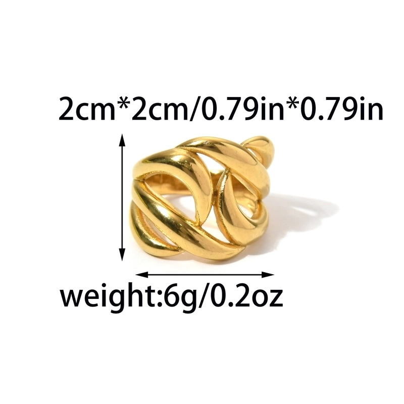Minimalist Roman Style Commute Irregular Lines 304 Stainless Steel 14K Gold Plated Plating Hollow Out Rings