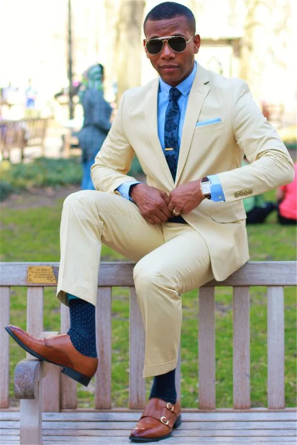 Fashion Champagne Mans Suits One Buttons For Wedding Party