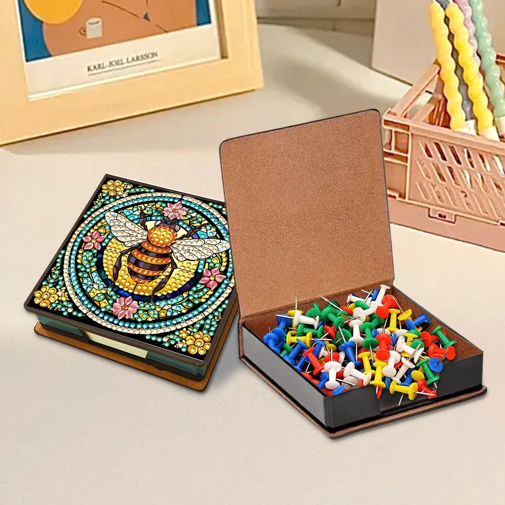 Bee PU Diamond Painting Memo Pad Holder Mosaic Kit for Adults Beginners
