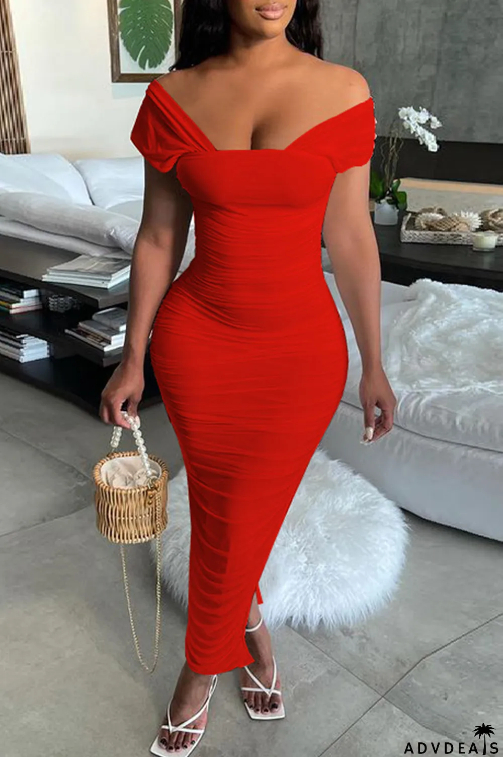 Black Sexy Solid Split Joint Square Collar Pencil Skirt Dresses