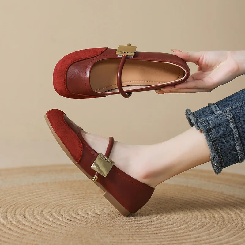 Uveng Uveng Ballet Shoes French Mary Jane Shoes Summer With Skirt Flat Single Shoes Driving Shoes