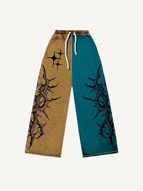 Colorblock Graphic Print Elastic Waist Pants