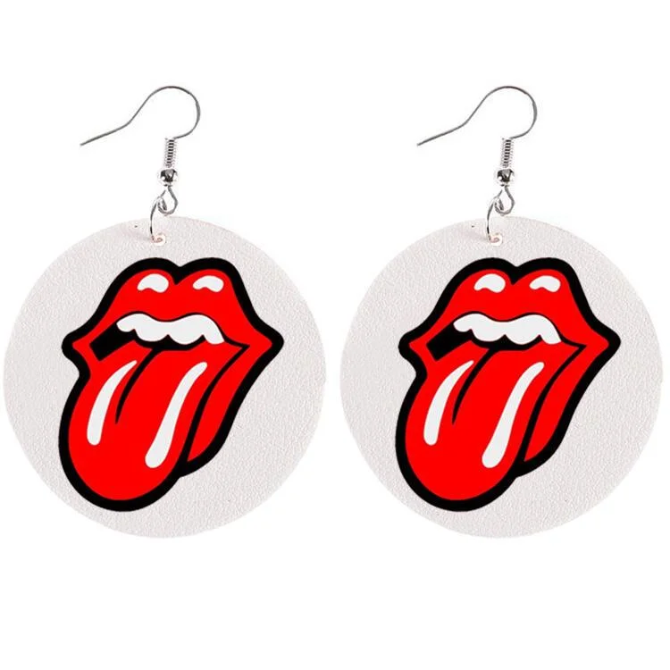 Leopard Tongue Round Leather Earrings