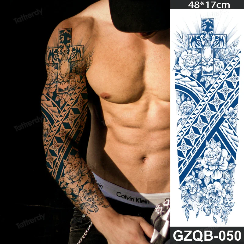 Sdrawing transfer tattoo fake large size full arm tattoo sleeve juice ink long lasting waterproof temporary tattoos men body art 1020-1