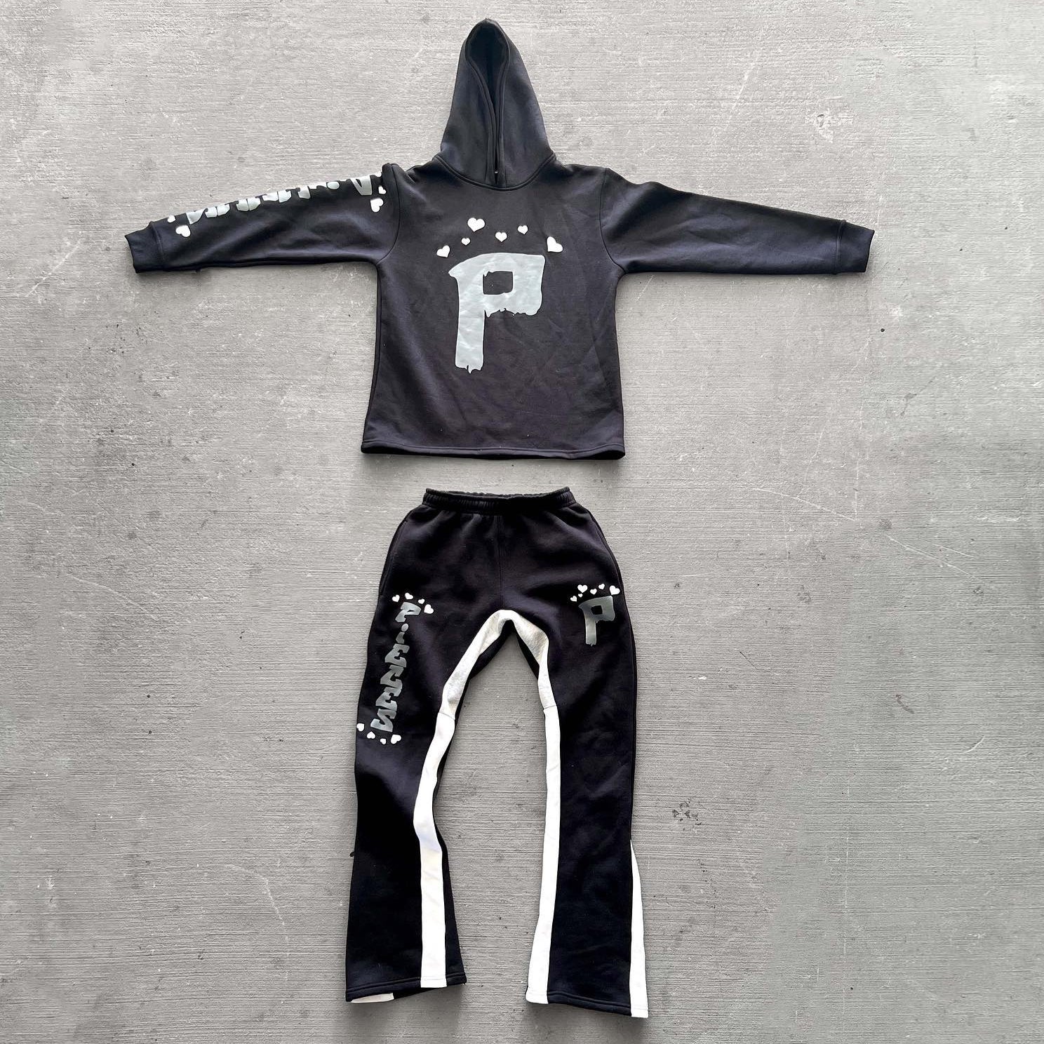 Personalized letter heart pattern hoodie set