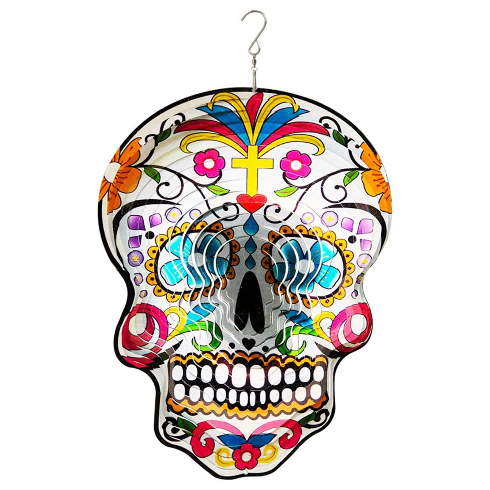 

Kinetic Sugar Skull 3D Wind Spinner - Metal Outdoor Garden Spinning Decor, 501 Original