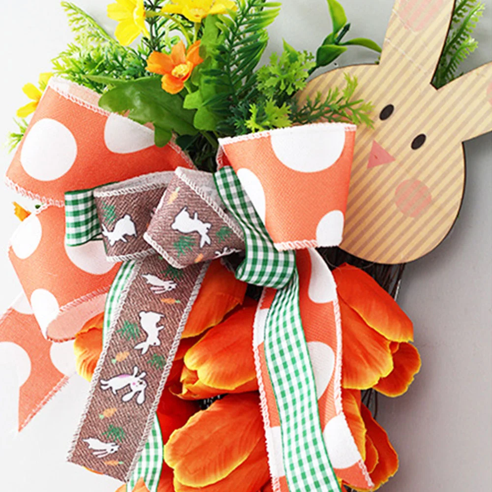 Easter Tulip Simulation Flower Carrot Rabbit Shaped Wreath Pendant