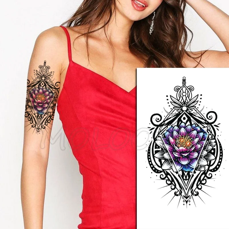 Temporary Tattoo Stickers Sexy Rose Heart-shaped Wreath Fake Tatto Waterproof Tatoo Back Leg Arm Belly Big Size for Women Girl