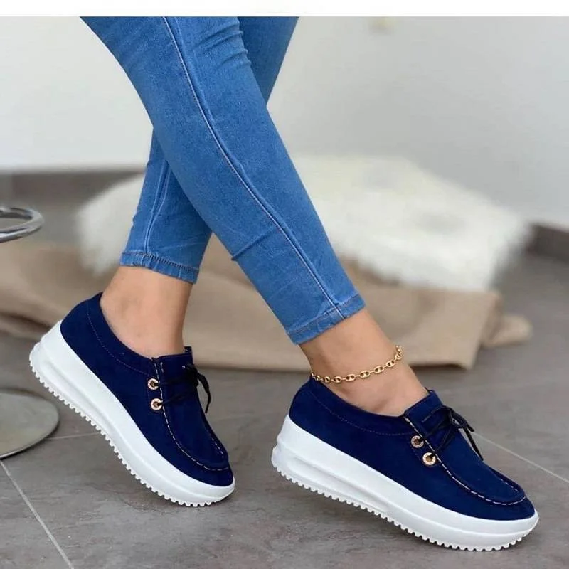 Qengg Sneakers Women 2020 New Solid Color Thick Bottom Lace Up Walking Women's Shoes Female Breathable Non Slip Platform Shoes